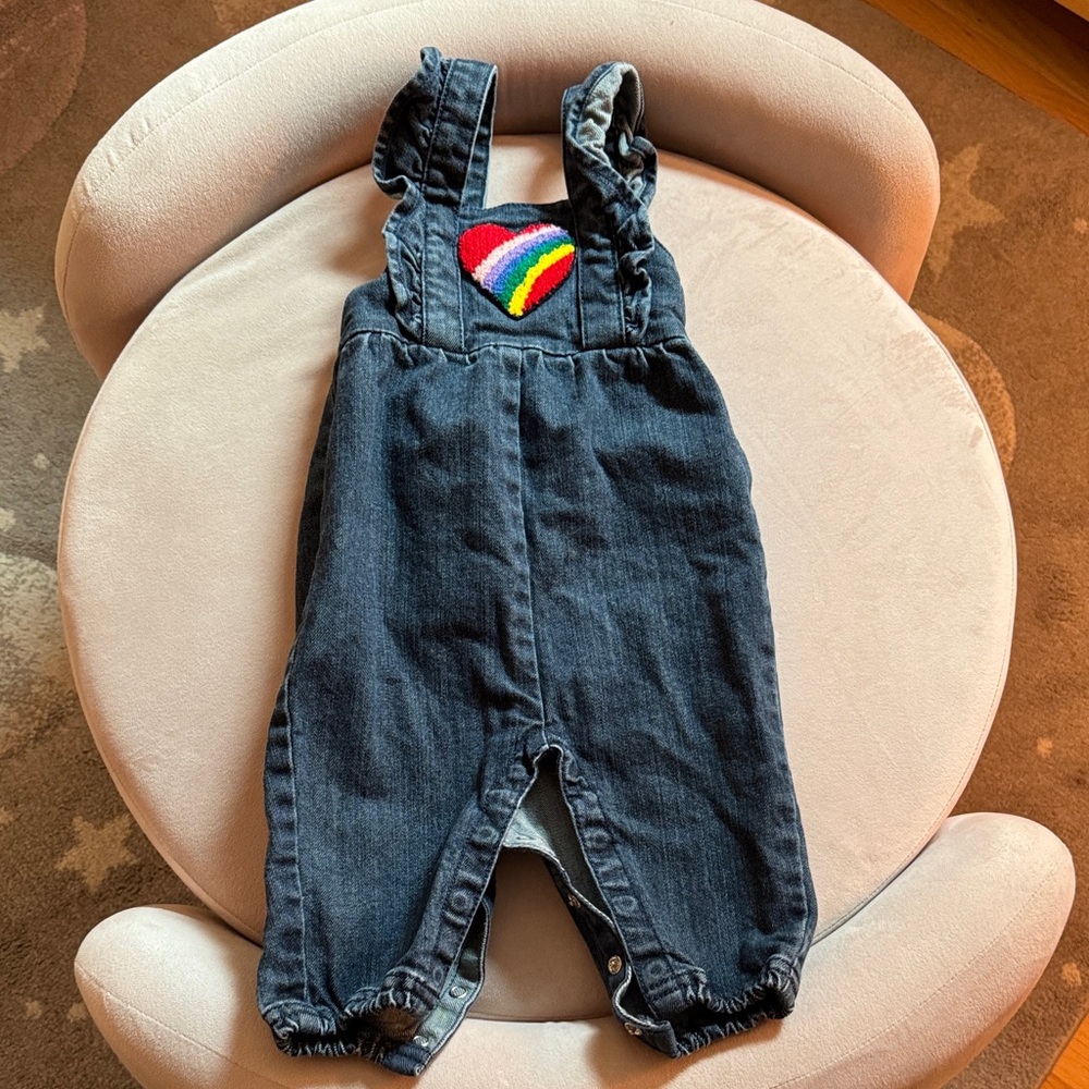 Hanna Andersson Denim Overalls with Heart Patch
